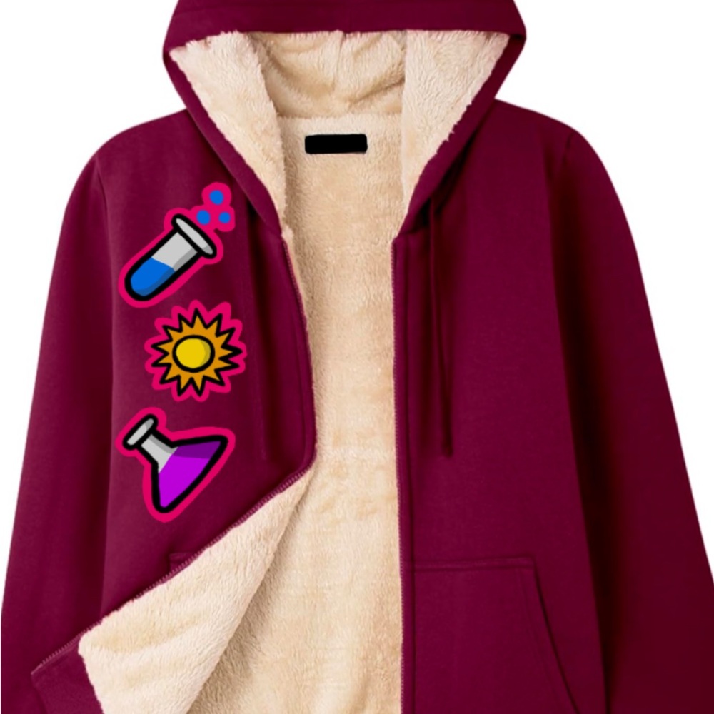 Women’s Fleece Graphic Zip Up Hoodie Sweatshirt - Burgundy